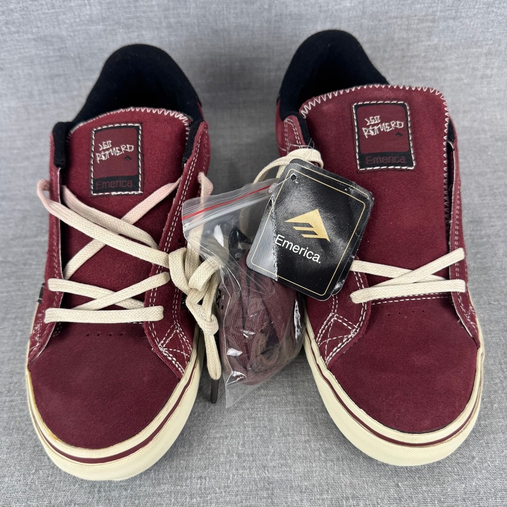 Emerica Leo Romero Laced Men's Size 8 Burgundy Suede Skate Shoes New Tags